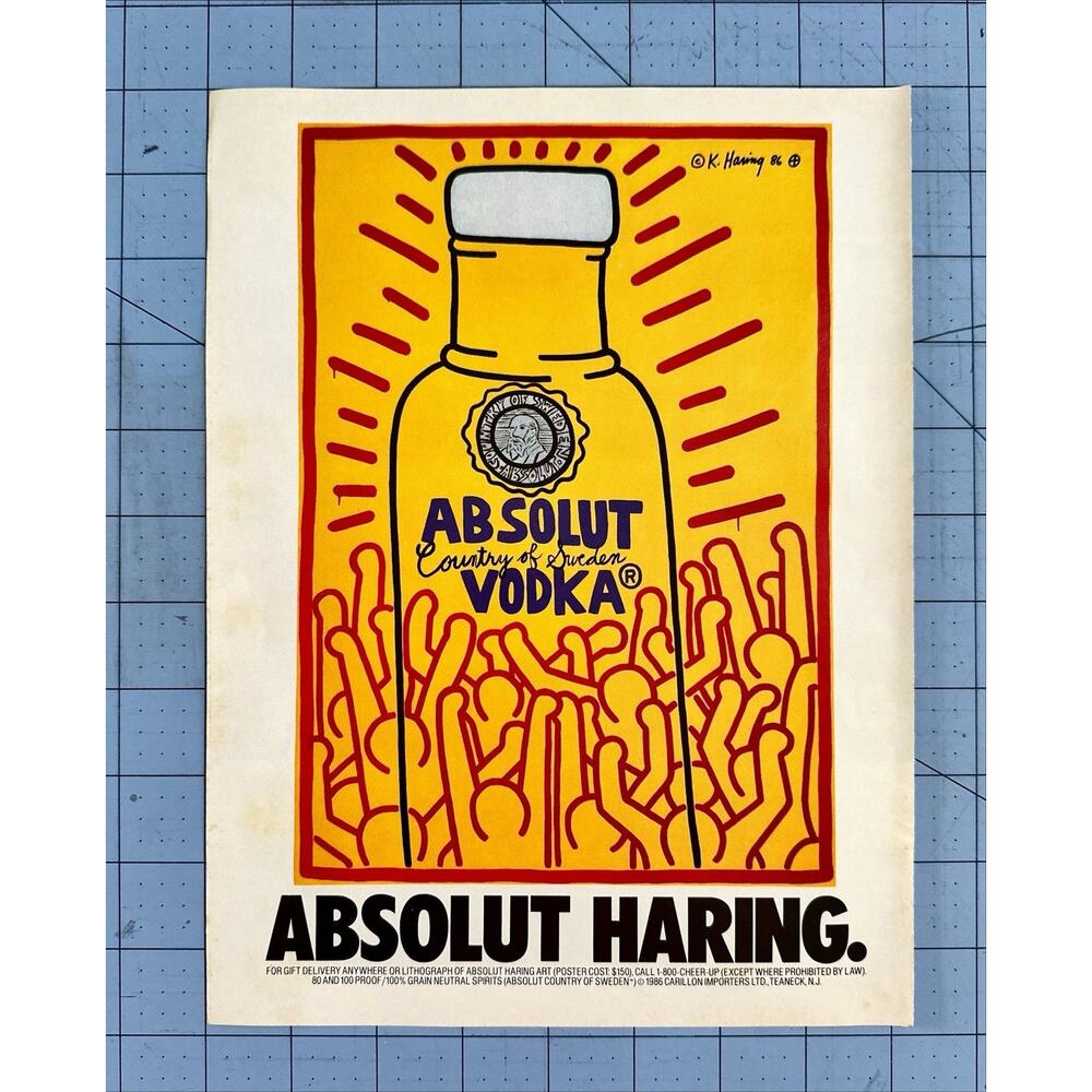 Absolut Vodka Magazine Ad 1996 Absolut Haring Keith Haring